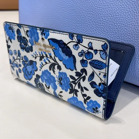 Kate Spade Madison Vase Floral Large Slim Bifold Wallet
Blue Multi
NWT - Picture 9 of 16